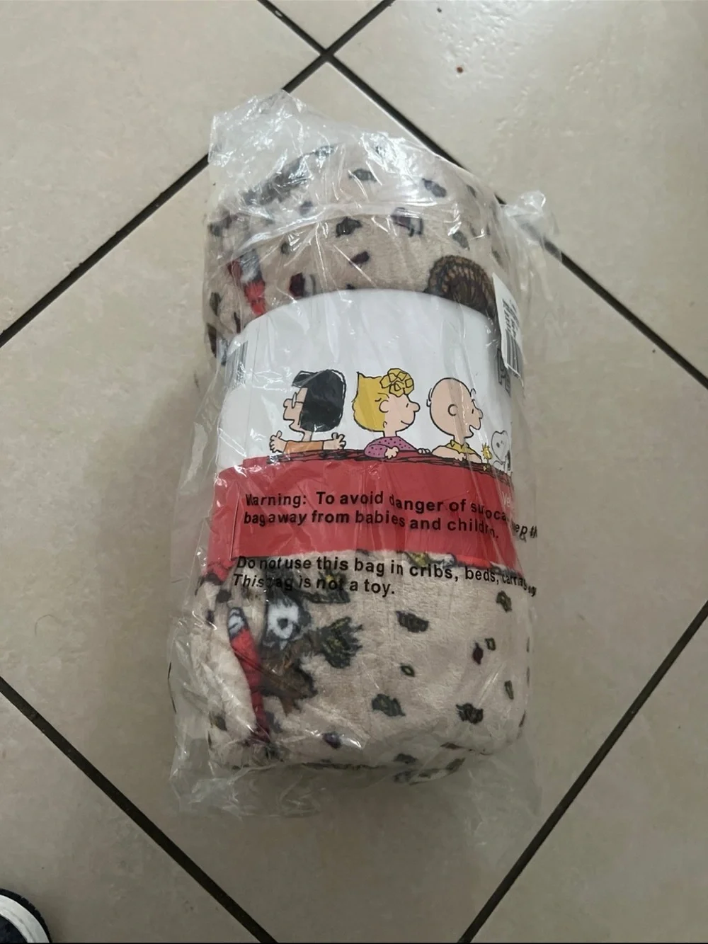 Peanuts Beige Printed Throw Blanket perfect for fall
